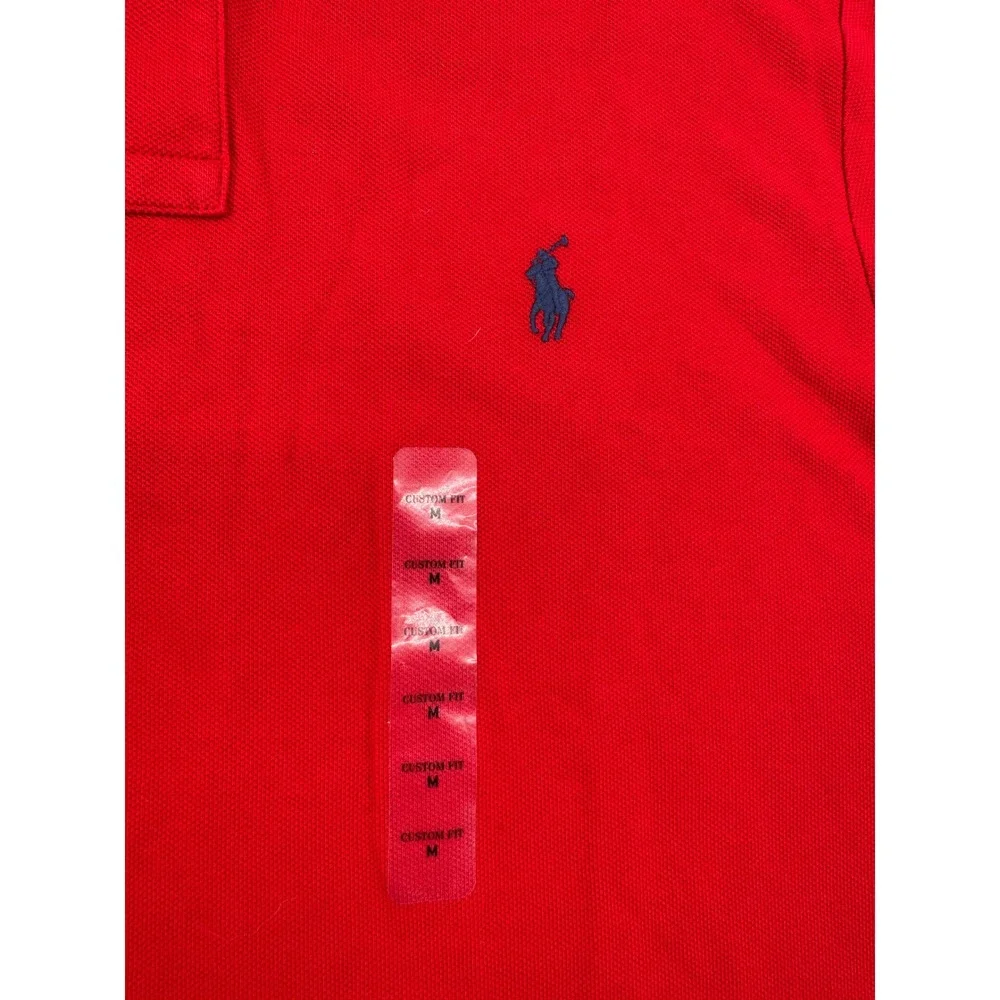 NWT Polo Ralph Lauren Mens M Custom Fit Pique Polo Shirt Red Short Sleeve Preppy